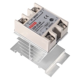 SSR-25AA Solid State Relay AC to AC 80-250V Input to 24V-380V Output with Heat Sink for Thermostat Temperature Controller