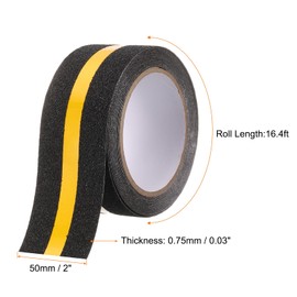 sourcing map Anti Slip Traction Tape 2" x 16.4ft Waterproof Non-Slip Grip Tape High Friction Weather Resistant Non Skid Stair Treads Tape for Indoor Outdoor Stair Step, Yellow Black
