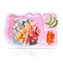 Princess 3 Pcs Set Melamine Resin Dinner Time Dishes Food Divided Compartments Dinnerware Plate with Matching Spoon and Fork Flatware