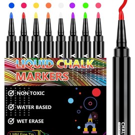 Chalk Markers for Blackboard - Chalkboard Markers, Fine Tip Wet Erase Markers, Liquid Chlak Pens for Chalk board, First & Last Day of School Board, Window, Glass, Mirror (8 Color) - Color: 8