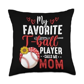 Tball Mom - Baseball Essentials Mama Game Day T-Ball Apparel Throw Pillow