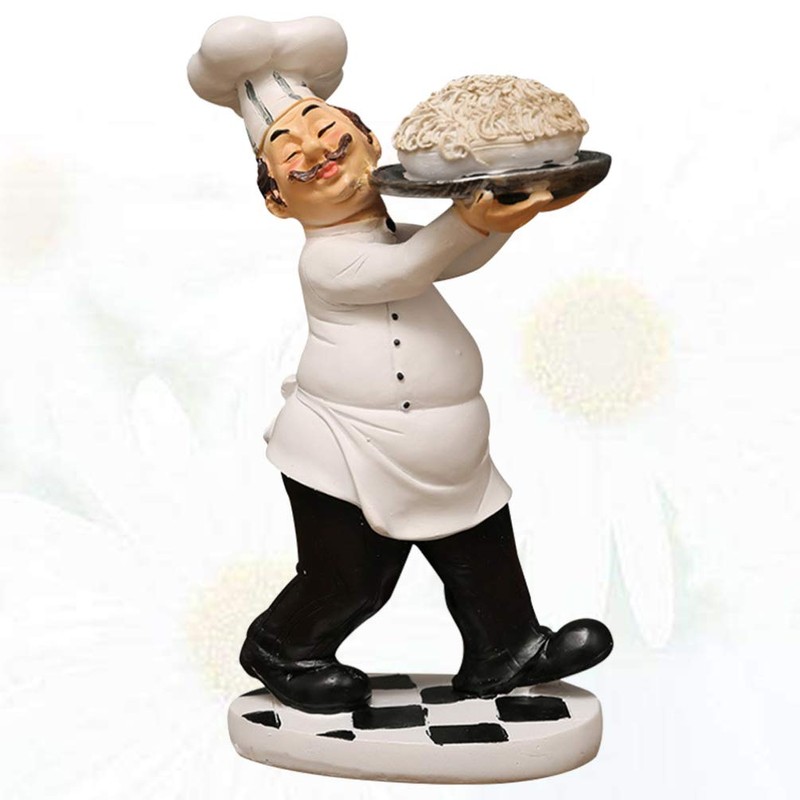 WINOMO Chef Figures Decorative Kitchen Chef Figure Chef with Pasta