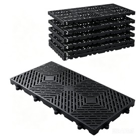 6 Pcs Heavy Duty Plastic Floor Pallets, 23.6x11.8x1.18 Inch Lightweight Ventilated Storage Pallet, Waterproof Breathable Grid Storage Pad- Plastic Pallets for Garage, Kitchen, Basement (Black)