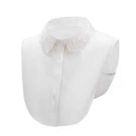 SUZALA Womens Half-Shirt Dickey Collar Beaded Detachable Fake Collars Organza False Collar Embroidery