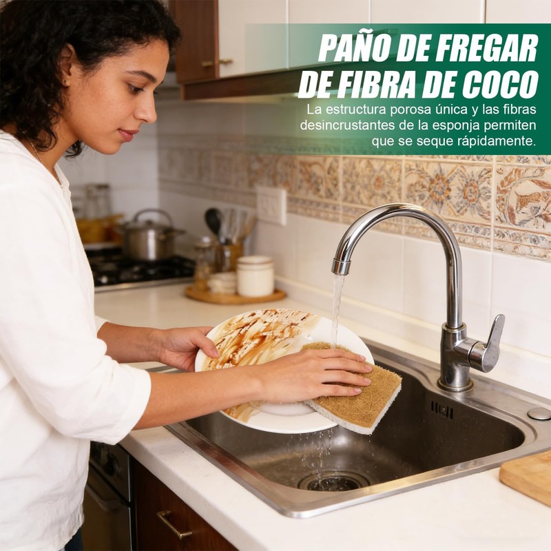 12 PCS Esponjas de Cocina Naturales biodegradables, Esponjas de Cocina