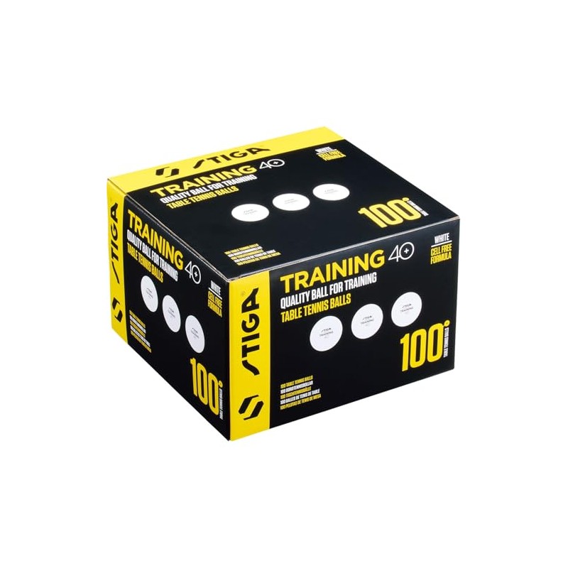 STIGA 111027101J Table Tennis Training Balls, 40+ 100 Balls, White