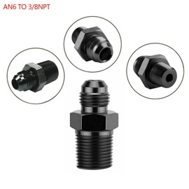 smileracing Black 3/8 NPT to 6AN Adapter Straight Pipe Thread to 6 AN Flare Fitting