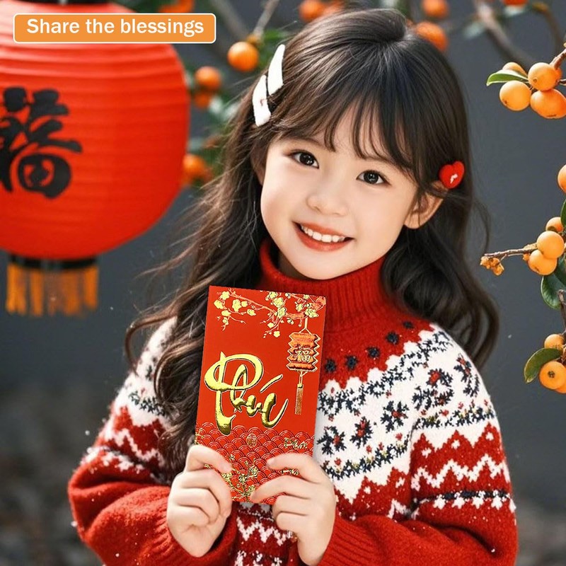 Zurtoki 36 PCS Vietnamese New Year Red Envelopes,Hong Bao Li