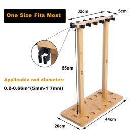 Waxaya Fishing Rod Rack, Fishing Pole Rack Holds Up to 14 Fishing Rods, Environmental and Durable Bamboo Construction, for Garage Storage Organizer