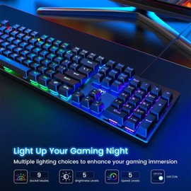 RisoPhy Mechanical Gaming Keyboard, RGB 104 Keys Ultra-Slim LED Backlit USB W...