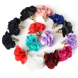 20pcs Chiffon Flower Fabric Petal Tassel for Earring Necklace Jewelry Making Garland Keychain Charms Crafts Decorations (Multi)