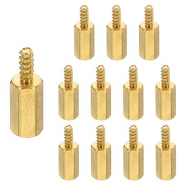 PATIKIL 12pcs M2 Male to Female Self-Tapping Hex Standoffs Spacers Pillars, M2 8+4mm Brass Motherboard Standoffs Copper