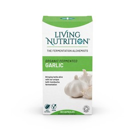 Living Nutrition Organic Fermented Garlic (60 Caps) - 700mg Garlic Per Serving - Natural Cardio Support and Immune Booster