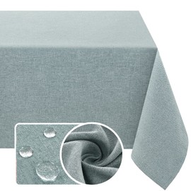 H.VERSAILTEX Linen Textured Tablecloth Rectangle 60 x 84 Waterproof Solid Linen Tablecloth Spill-Proof Linen Look Cover for Party Table Extra Soft and Thick Fabric Wrinkle Free, Heather Aqua Gray