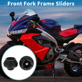 A ABSOPRO Motorcycle Front Fork Frame Sliders Falling Protection Wheel Crash Protector Scooter Moped Aluminum Alloy Black 2 Pcs