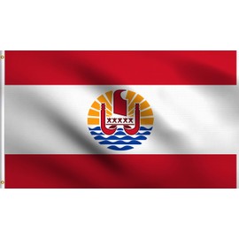 DMSE French Polynesia France Canoe Golden Sun 1984 Flag 2x3 Ft Foot 100% Polyester 100D Flag UV Resistant (2' X 3' Ft Foot)