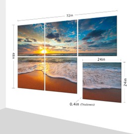 Ruonin.X Wall Art Panels, 6 Pack Decorative Sound Absorbing Wall Panels for Recording Studio and Home, Beach Sunset, 72x48 inch