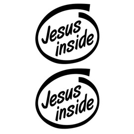 Bad Fish Custom Decals Jesus Inside 2 Pack Gloss Vinyl Waterproof Indoor Outdoor for car, Laptop, Hard hat, etc