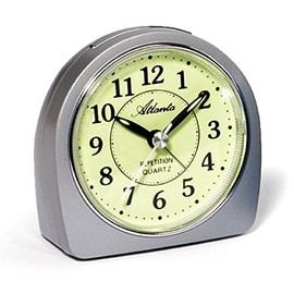 Atlanta Wecker Selbstleuchtendes Zifferblatt Ohne Ticken Quarz Silber - 1586-19