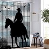 Artmyharbor Rustic Shower Curtains for Bathroom Western Cowboy Silhouette Print