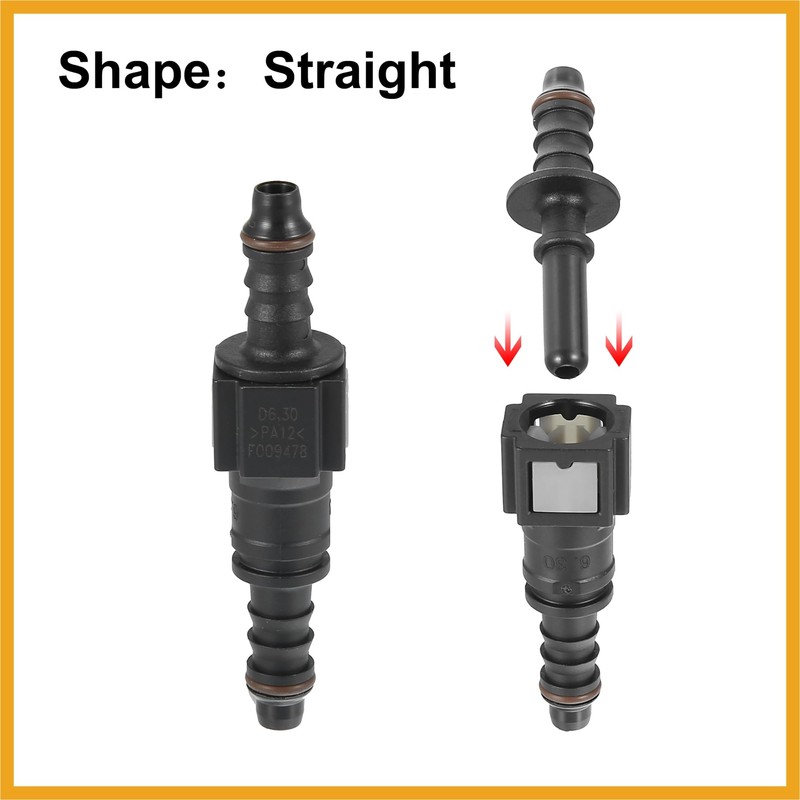 Partuto 6.3mm SAE to 8mm Straight Fuel Hose Quick Release