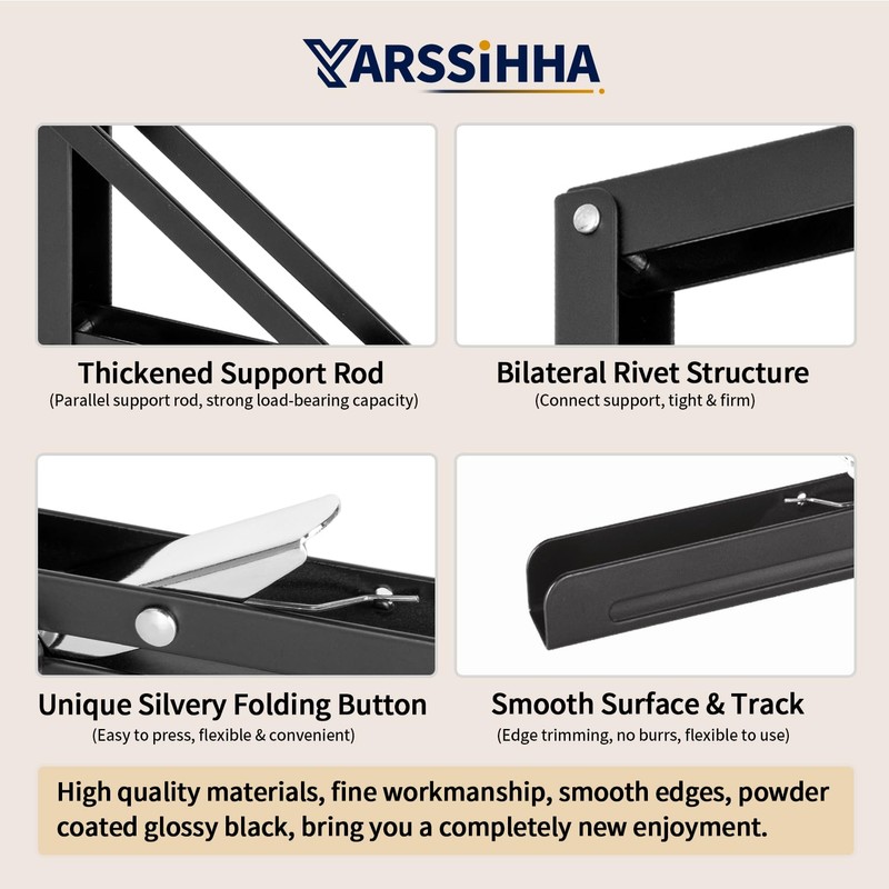 Yarssihha 12 Inch Folding Shelf Bracket, 4 Pack Heavy Duty