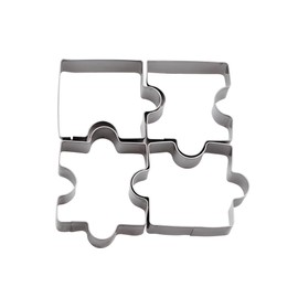 Wetco Puzzle Cookie Cutter Set of 4Pcs, Biscuit Cutters Stainless Steel Set, Puzzle Cutter Fondant Cutters Tool for baking Cookie Baking for Birthday Party Valentine's Day gifts of love