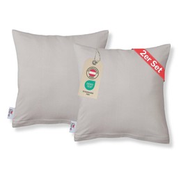 DarBene Cushion Cover 40 x 40 cm (Set of 2 Jersey Cushion Covers) - 100% Cotton with YKK Zip, Soft Pillowcase 40 x 40 cm, Cushion Cover 40 x 40 cm, Oeko-Tex, Upholstery Cover, Light Grey