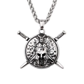 HAQUIL Vintage Warrior Shield Necklace Necklace for Men Vintage Ancient Amulet Pendant Jewelry Gift