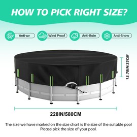 18 Ft Round Pool Cover with Reflective Strips Quick Tightening Ratchet UV Resistant One-Piece Oxford Cloth for Above Ground Swimming Pools, Tear Resistant Windproof