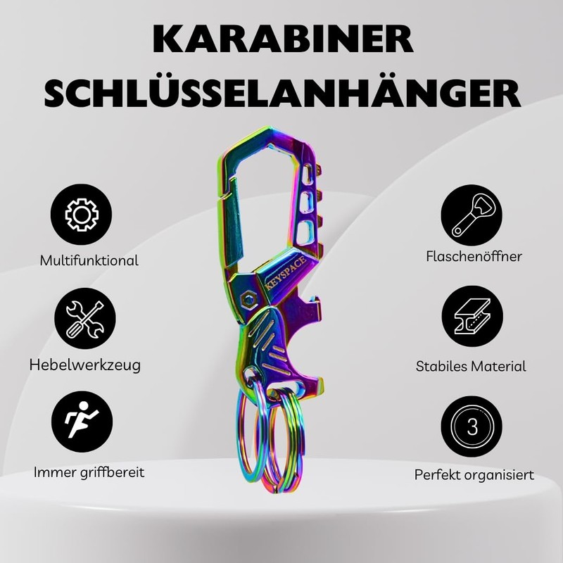 KEYSPACE Keyring Carabiner with Bottle Opener – Key Release with