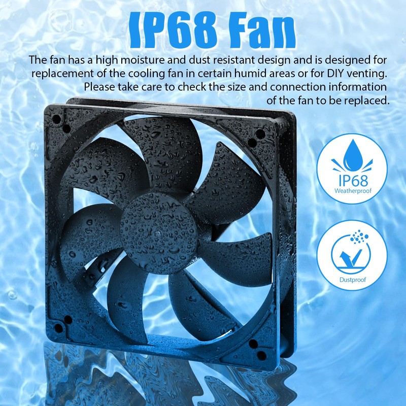 WDERAIR 120mm x 25mm DC High Performance 12V Waterproof Fan