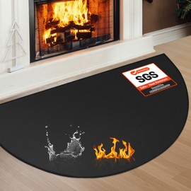 Fireplace Mat Fireproof, 2'4'' x 4' x 0.04'' Fireplace Rugs Fire Resistant, Hearth Pads for Wood Stove Fireplace Indoor Outdoor, Thin Hearth Rug Protects Floors Carpets from Sparks Embers, Black