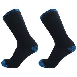 Calcetines térmicos cepillados, 2 pares de calcetines para hombre de alta calidad, cálidos de invierno, gruesos, acolchados, resistentes, Negro con azul., Sock Size 10-13 (Mens Shoe Sizes 7-12)