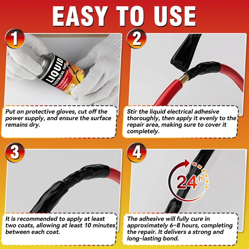 Liquid Electrical Tape, Quick Drying Insulating Electrical Glue, Black Waterproof