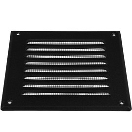 HVAC OV 5" x 5" Inch (Grille Dimensions) Black Stainless Steel Square Vent Cover - HVAC Louvered Air Return Grille - Built-in Protection Screen - 6.5" x 6.5" Inch (External Dimensions)