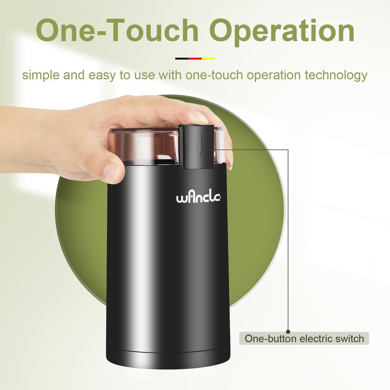 Wancle Electric Coffee Grinder, Spice Grinder, One Touch Coffee Mill