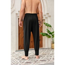 Pengfei Men's Joggers Pants Drawstring Elastic Pockets, Black, Large