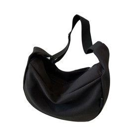 [KSLAT] Canvas Bag, Shoulder Bag, Crossbody Bag, Women's Dumpling Bag, Large Capacity, Plain, Lightweight, Work or School, Casual, Canvas, Zuck Bang, 20's, 30's, 40's, Zipper, Black