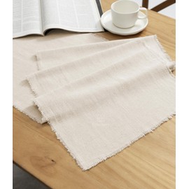 Vitalizart Beige Table Runner 14 x 90 Inches Long Slub Texture Cotton Linen Table Runner for Rustic Home Decorations Dining Room Wedding Decor Reception Bridal Shower Thanksgiving Christmas