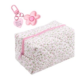 1 Flower Cosmetic Bag and 1 Flower Pendant, Portable Storage Bag, Large-Capacity Storage Bag, Skin Care Product Storage Bag, Travel Toiletry Bag