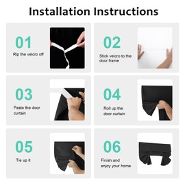 WdFour Blackout Curtains for Small Windows 24x18 Inches - Room Darkening Tie-Up Shade for Door Sidelight & Glass Windows, Solid Color Black, 1 Panel