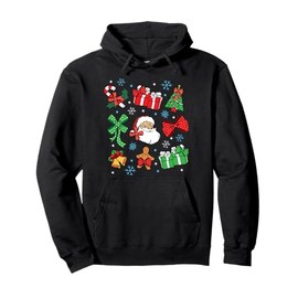Christmas Tree Coquette Bow Santa Candy Cane Xmas Costume Pullover Hoodie