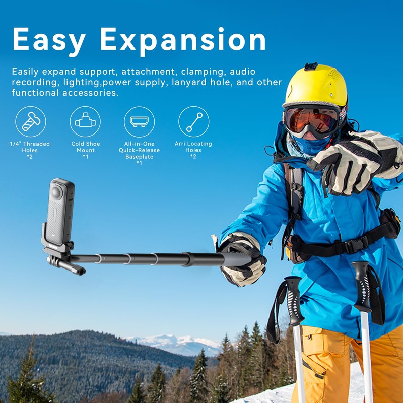 TELESIN Aluminum Alloy Mount L-Bracket for Insta 360 X4, 90°