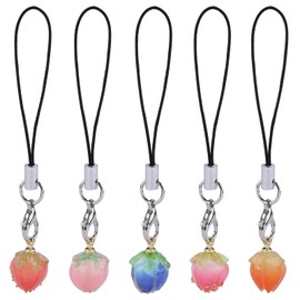 BEEFLYING 5Pcs Cute Mobile Phone Charms, Resin Acrylic Rose Flower Charms Straps Aesthetic Y2K Cell Phone Pendants Accessories for Bag Keychain Airpods Camera Wallet Decor