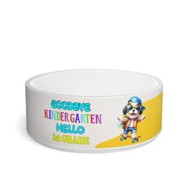 Back to School Shih Tzu Goodbye Kindergarten Hello 1st Grade Ceramic Pet Bowl for Dog Cat Lion Dog Lover Gifts Idea 2 Sizes Feeding Bowl - 011