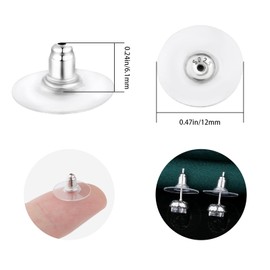 LCCHOLV 3-Pairs 925 Sterling Silver Earring Backs for Studs - Hypoallergenic Locking Earring Backs for Heavy Droopy Ears, Silver Pierced with Plastic Back Earring Backs Replacements