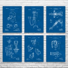 Anesthesia Patent Posters Set of 6 (11x14), Medical Student, Dentist Gift, Nurses Office Art, Physician Gift, Waiting Room Art Blueprint