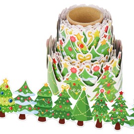 Lucleag 36 Feet Christmas Bulletin Board Border Roll, Christmas Tree Bulletin Board Border Trim for Christmas Holiday Party School Classroom Office Wall Bulletin Board Decoration