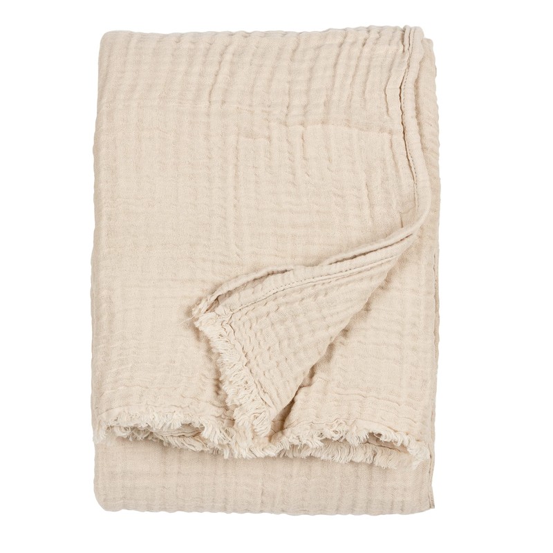 Yard Lark Crinkle Cotton Throw, Natural, 130 x 180cm